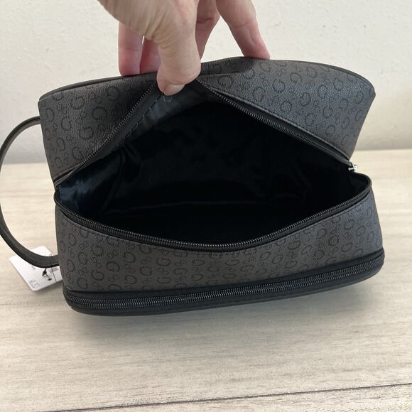GUESS V7200082 COAL BLACK GRAY TOILETRY JUNCTION TRAVEL CASE DOPP BAG LOGO - Picture 9 of 11